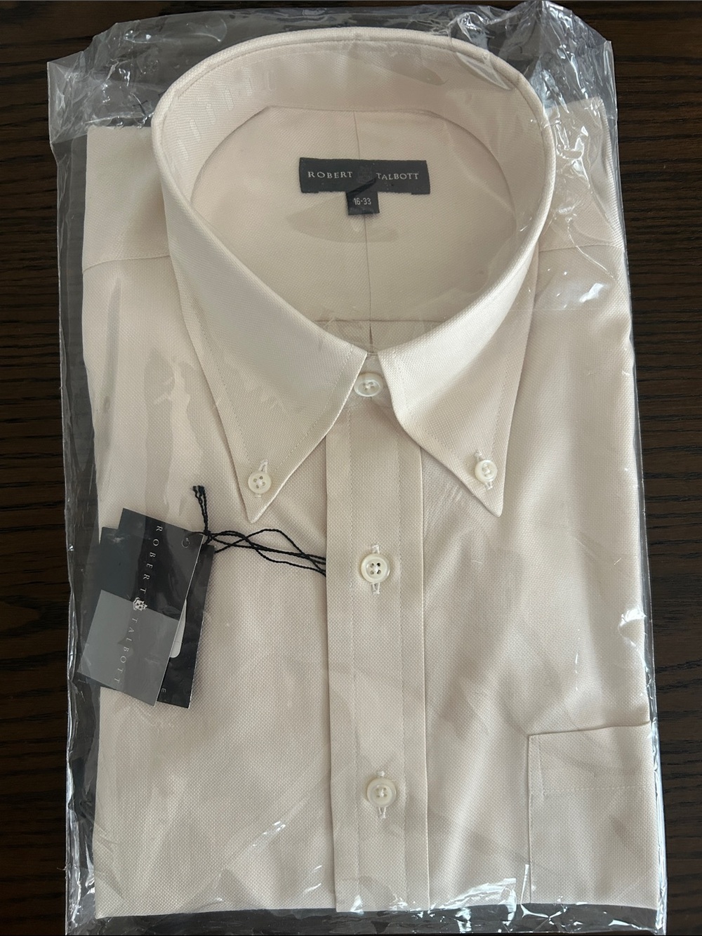 Robert Talbott Men's Light Cream Button-Down Dress Shirt
